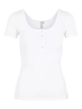 PIECES Ribbed Short Sleeved Top Women White
