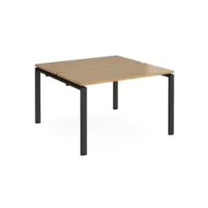 Bench Desk 2 Person Rectangular Desks 1200mm Oak Tops With Black Frames 1200mm Depth Adapt
