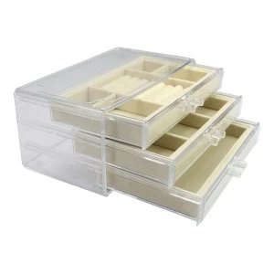 3 Drawer Acrylic Jewellery Box Pukkr Cream