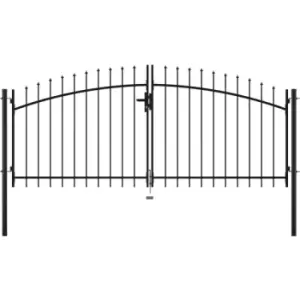 Double Door Fence Gate with Spear Top 300x150cm Vidaxl Black