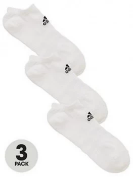Adidas 3 Pack No Show Sock - White, Size 2.5-5, Women