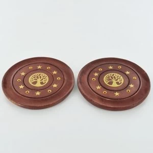 Tree of Life Brass Inlay Incense Plate 10cm