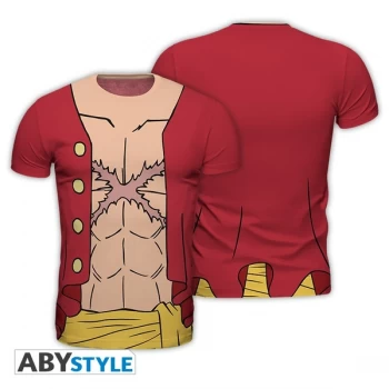 One Piece - Replica "Luffy New World" Mens Large T-Shirt - Multi-colour