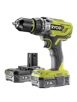 Ryobi R18Pd31-215S 18V One+ Cordless Compact Combi Drill Starter Kit (With 2X 1.5Ah Batteries)