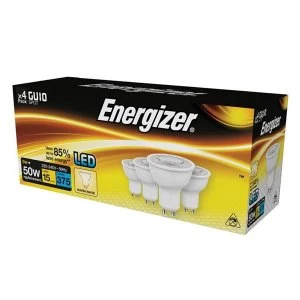 Energizer LED GU10 50° Non-Dimmable Bulb, Warm White 375 lm 5W (Pack 4)
