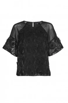 French Connection Apollo Lace Top Black