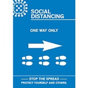 Seco Health & Safety Poster Social distancing - one way only right A2 Semi-Rigid Plastic 42 x 59.5 cm