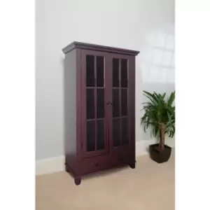 Display Cabinet, Media Storage with Shelving and Drawer, H132.5 W76cm D30cm (Mahogany) - Mahogany
