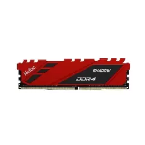 Netac Shadow NTSDD4P26SP-08R 8GB DIMM Gaming System Memory DDR4 2666MHz 1 x 8GB Red Heatsink 288 Pin 1.2v CL19-19-19-43