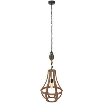 Sienna Lighting - Sienna Liberty Bell Wire Frame Pendant Ceiling Light Wood Blank, Metal