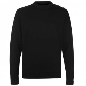Paul And Shark Crew Neck Button Knitted Jumper - Black 011
