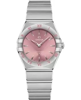 Omega Constellation Quartz 28 MM Brushed Rose Dial Steel Womens Watch 131.10.28.60.11.001 131.10.28.60.11.001