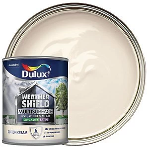 Dulux Weathershield Multi Surface Quick Dry Cotton Cream Satin Paint 750ml