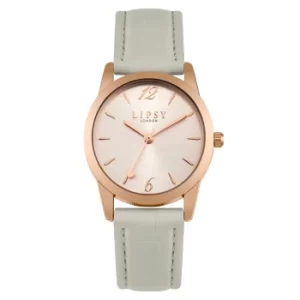 Lipsy Grey Strap Watch with Rose Gold Sunray Dial