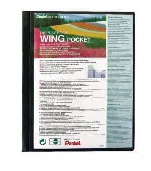 Pentel Recycology Wing Presentation A4 20 Pocket Black Display Book DC