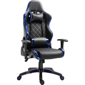Vinsetto - Holographic Stripe Gaming Chair PU Leather High Back 360° Swivel Blue