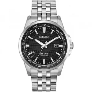 Mens Citizen Eco-drive World Time Stainless Steel Watch