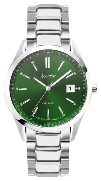 Accurist 74007 Everyday Mens Green Dial Stainless Steel Watch