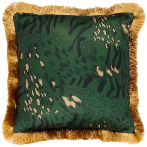 Farrah Fringed Cushion Emerald, Emerald / 45 x 45cm / Polyester Filled