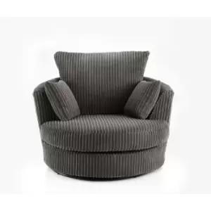 Canolo Luxury Swivel Chair Jumbo Cord - Charcoal - Charcoal