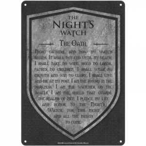 Game Of Thrones - Nights Watch A5 Metal Wall Sign