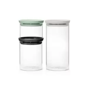 Brabantia Set of 3 Stackable Glass Jars - Mixed