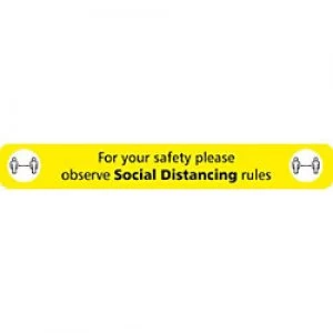 Seco Floor Sticker Observe social distancing rules Yellow Anti Slip Laminate 60 x 8 cm