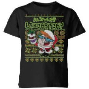 Dexter's Lab Pattern Kids Christmas T-Shirt - Black - 9-10 Years