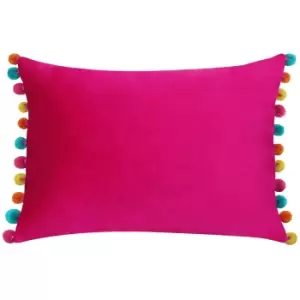 Fiesta Velvet Cushion Hot Pink/Multi, Hot Pink/Multi / 35 x 50cm / Polyester Filled