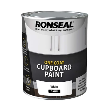 Ronseal One Coat Cupboard Paint White Satin - 750ml