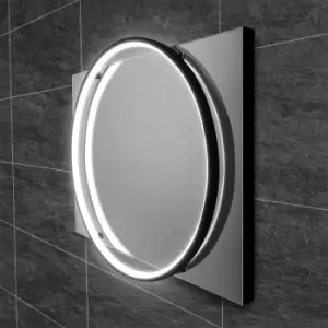 Black Round LED Bathroom Mirror with Demister 500 x 700mm- HiB Solas 50
