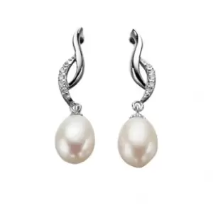 Elements Silver Twisted Earrings With Pearl And CZ E4091WZ364