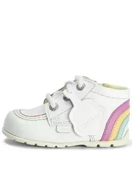 Kickers Kick Hi Baby Rainbow Boot, White, Size 4 Younger