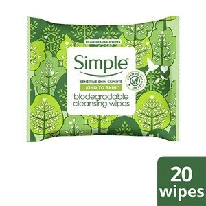 Simple Biodegradable Cleansing Face Wipes 20 PC