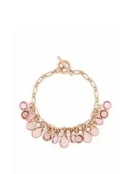 Mood Rose Gold Tonal Pink Peardrop Charm Bracelet