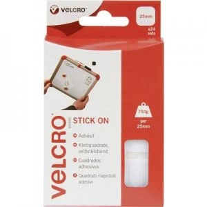 VELCRO VEL-EC60235 Hook-and-loop stick-on squares stick-on Hook and loop pad (L x W) 25mm x 25mm White 24 Pair