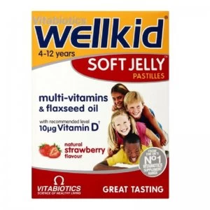 Vitabiotics Wellkid Soft Jelly Pastilles 4-12 Years - 30 Strawberry Flavour Pastilles