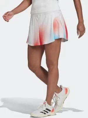 adidas Melbourne Tennis Printed Match Skirt, White/Black, Size L, Women