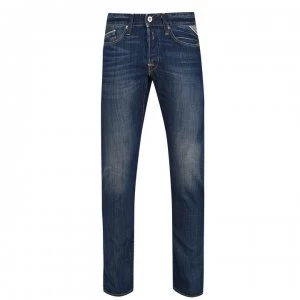 Replay Mid Straight Jeans - Mid Blue