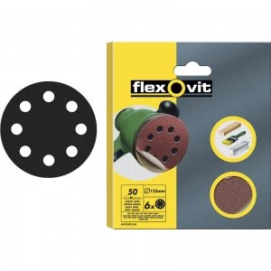 Flexovit 125mm Hook and Loop Sanding Discs 125mm 50g Pack of 15