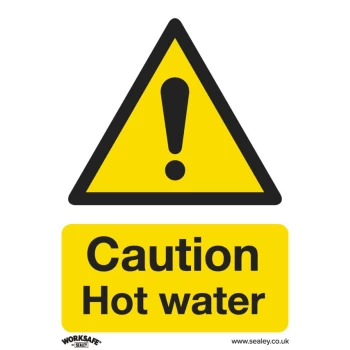 Safety Sign - Caution Hot Water - Self-Adhesive Vinyl