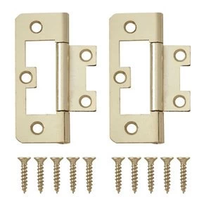 Brass-plated Metal Flush Door hinge (L)65mm Pack of 8