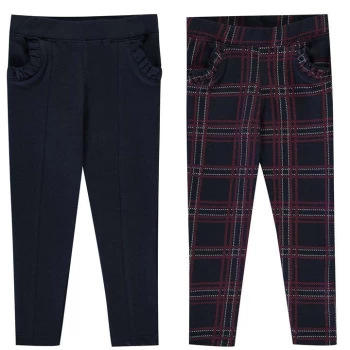 SoulCal 2 Pack Trousers Infant Girls - Nvy/Check