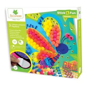 Sycomore Stick & Fun Childrens Pompoms Boards Butterfly