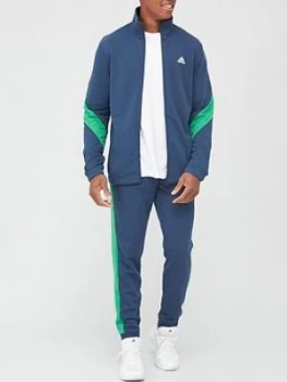 adidas Cotton Tracksuit - Navy/Green, Size S, Men