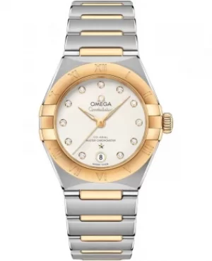 Omega Constellation Manhattan Chronometer 29mm Silver Dial Diamond Yellow Gold and Stainless Steel Womens Watch 131.20.29.20.52.002 131.20.29.20.52.0