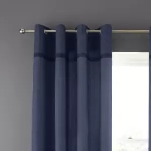 Catherine Lansfield Melville Navy Woven Eyelet Curtains Navy