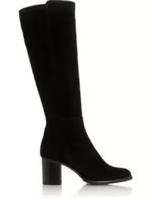 Dune Black Suede 'Twiggie' Mid Block Heel Knee High Boots - 3