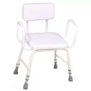 NRS Healthcare Malvern Vinyl Seat Perching Stool (Extra Low: Arms + Padded Back)