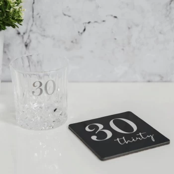 Milestones Cut Glass Whisky Tumbler & Coaster - 30